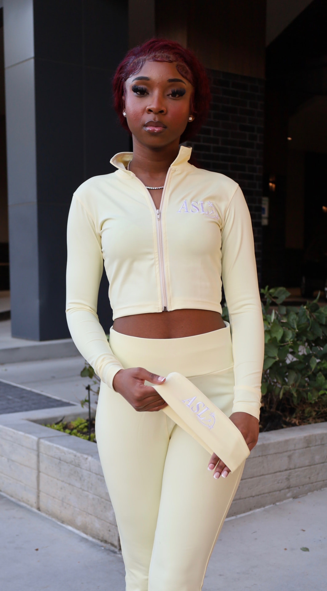 ASL cream zip-up and matching pants